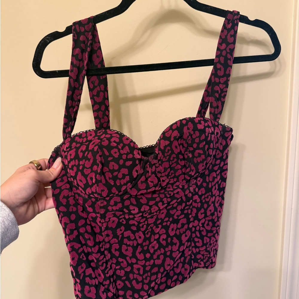 NBD Pink and Black Animal Print Bustier
